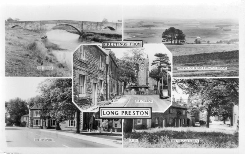 Long Preston 1960s.JPG - Postcard with views of Long Preston in 1960's.
